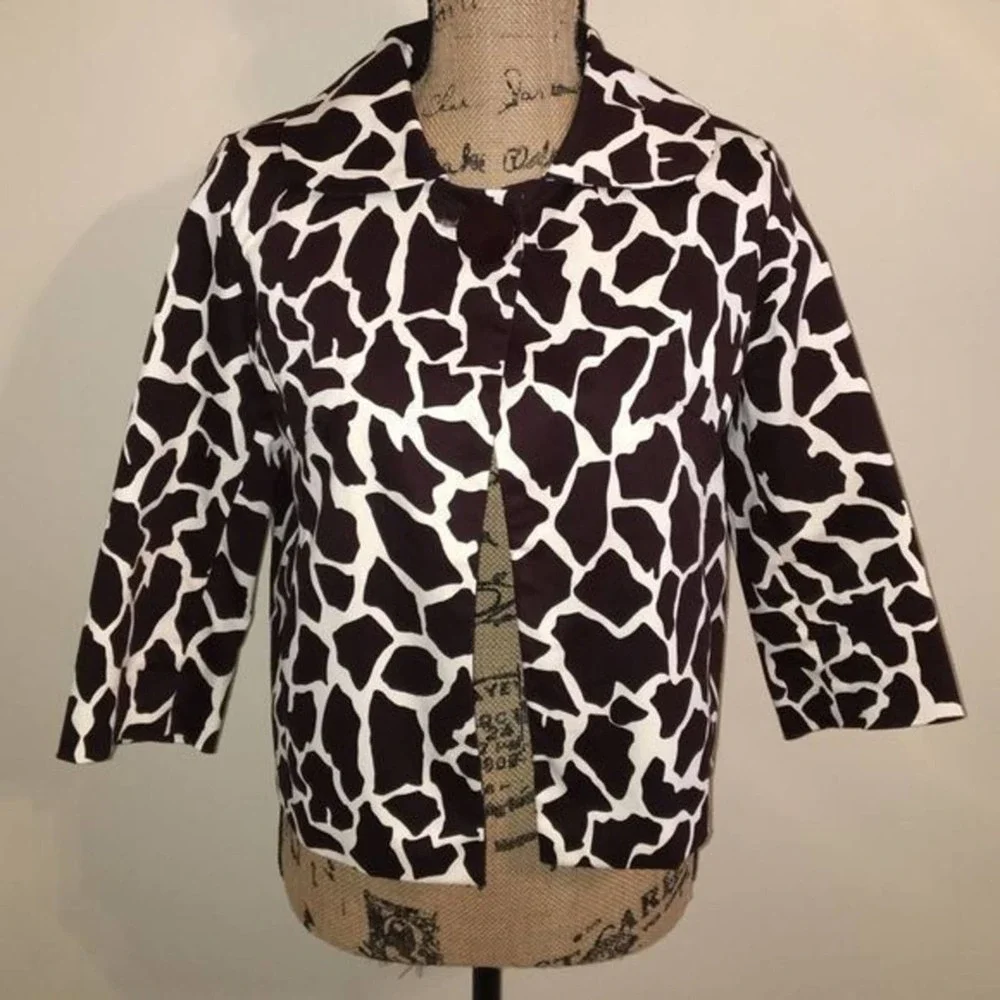Moka Sport Animal Print Jacket Brown Cream S EUC - Picture 2 of 7